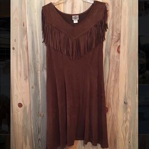 Faux suede western dress